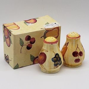 Yellow Red Variety Fruit Vintage Ceramic Salt & Pepper Shaker Set